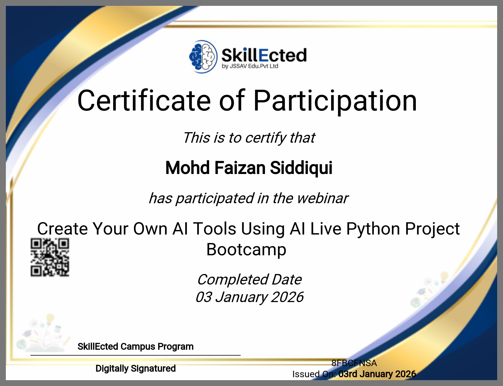 Create Your Own AI Tools bootcamp certificate
